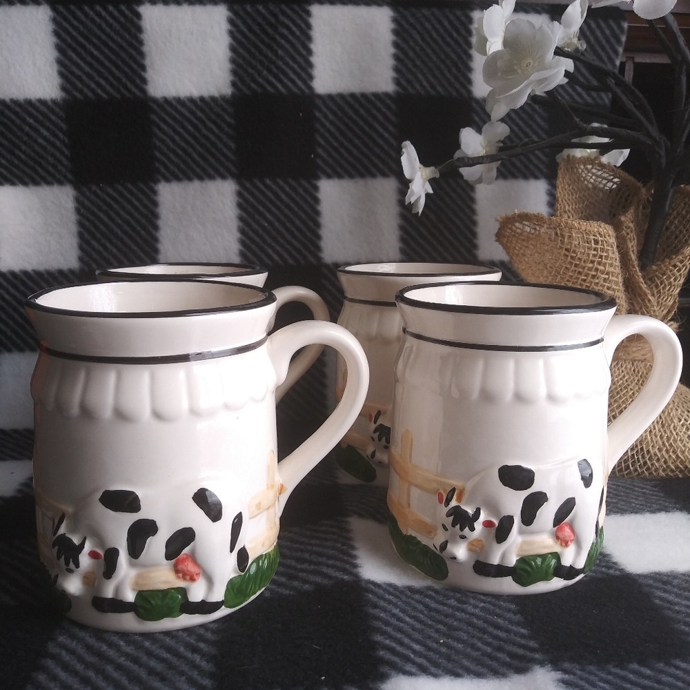 Vintage Farmhouse Ceramic Milk Can Mugs